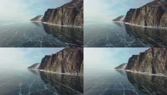 冰冻的海面航拍高清在线视频素材下载