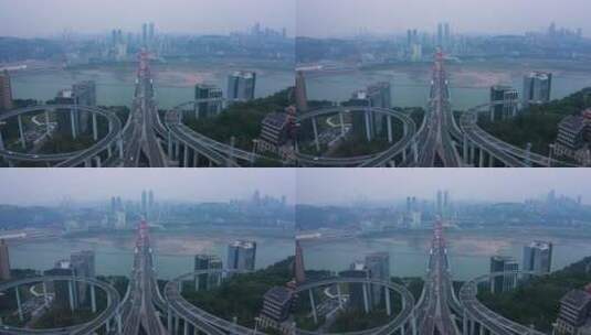 重庆菜园坝长江大桥城市全景航拍高清在线视频素材下载