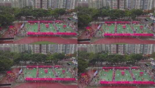 广州建筑群里的篮球场高清在线视频素材下载