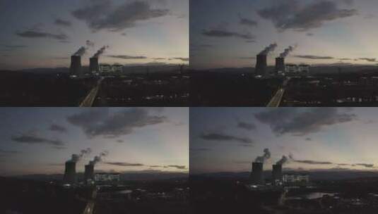 4k夕阳下的火电厂高清在线视频素材下载