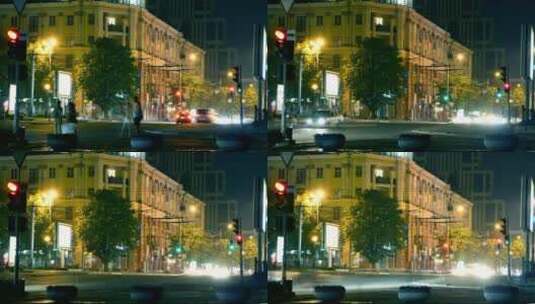 城市街道上的深夜交通高清在线视频素材下载