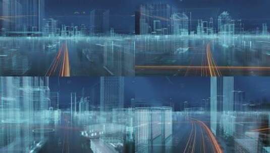 4K三维全息投影房地产建筑城市穿梭动画高清在线视频素材下载