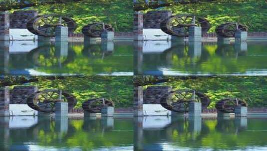 深圳洪湖公园环境湖水倒影风车高清在线视频素材下载