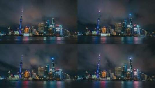 上海外滩城市夜景延时摄影城市建筑城市风光高清在线视频素材下载