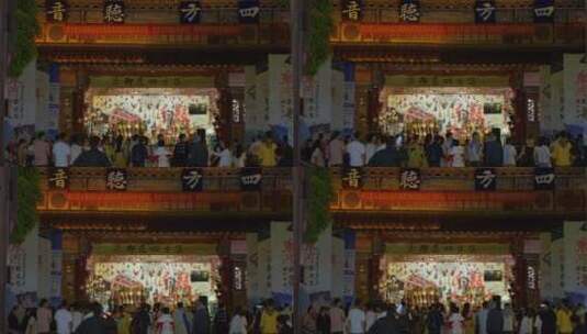 人们聚在丽江束河古镇四方听音歌舞高清在线视频素材下载
