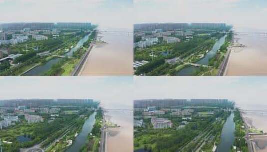 浙江省杭州市下沙大学城航拍高清在线视频素材下载