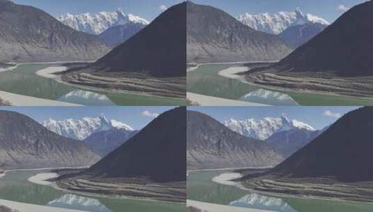 西藏果果塘大拐弯雪山河流航拍高清在线视频素材下载