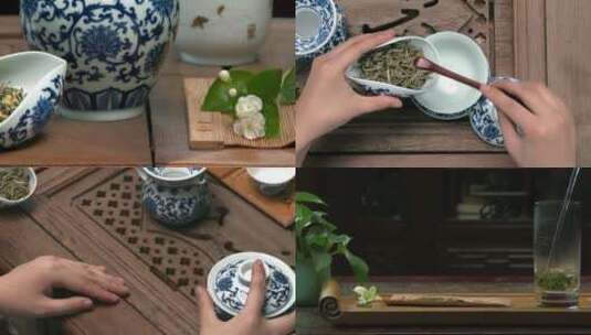 中国传统茶道手工特写4k素材高清在线视频素材下载