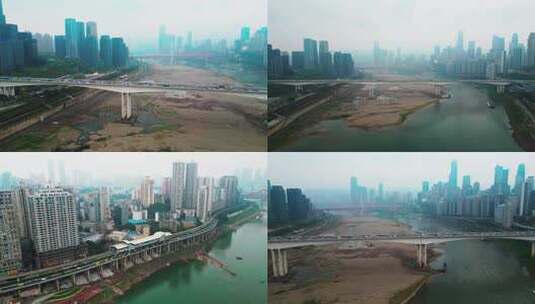 重庆嘉陵江周边城市建筑航拍高清在线视频素材下载
