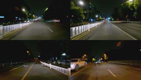 夜晚杭州市石祥西路车头行车空镜高清在线视频素材下载