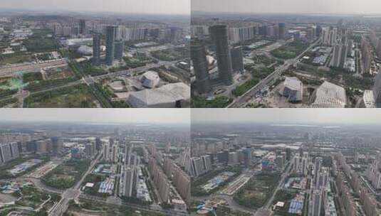 济南西站站前广场建筑航拍高清在线视频素材下载