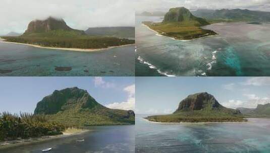 FPV无人机航拍毛里求斯海鸟在海岛上空飞过高清在线视频素材下载