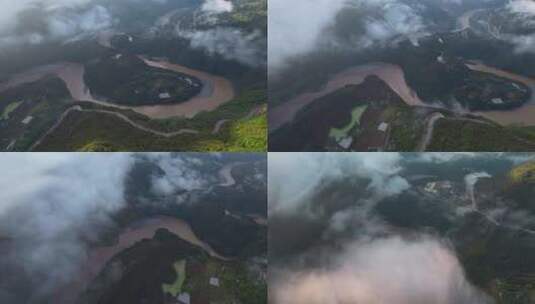 云南风光云层下的怒江第一湾高清在线视频素材下载