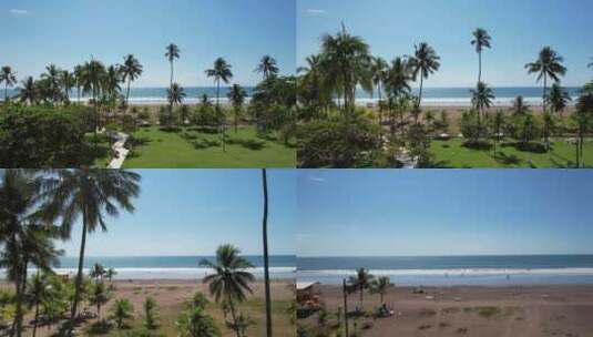 晴天海滩的航空图像，无人机图像，海滩哈科，蓬塔雷纳斯，哥斯达黎加，高清在线视频素材下载
