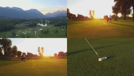 高尔夫球场上的日出高清在线视频素材下载