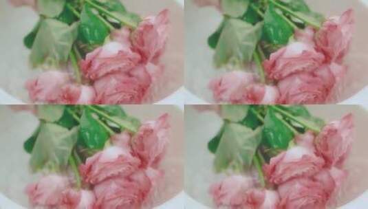拿起水中的玫瑰花粉色玫瑰花高清在线视频素材下载