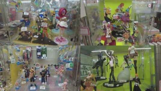 日本潮流手办玩具店高清在线视频素材下载