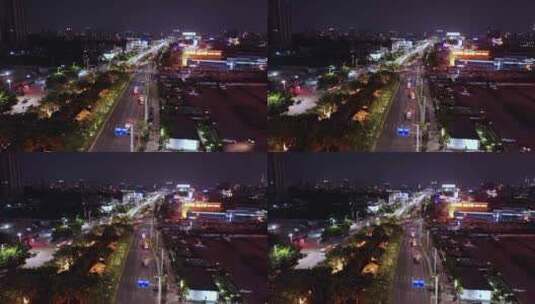 广州夜景航拍-番禺南村万博城市道路01高清在线视频素材下载