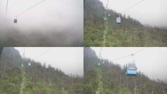 云南玉龙雪山景区缆车索道滑行高清在线视频素材下载