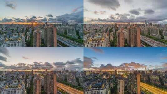 上海南浦大桥高架路全景日转夜8k延时高清在线视频素材下载
