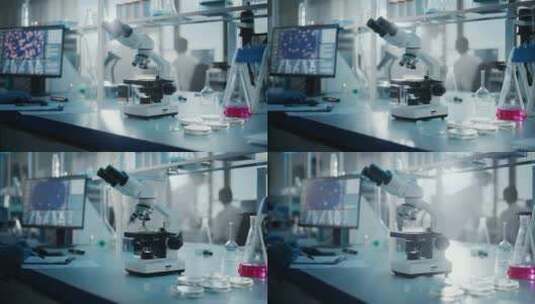 医学实验室科研团队专注于显微镜高清在线视频素材下载