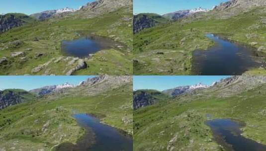 法国阿尔卑斯山的拉克·吉查德山湖——空中多莉前进高清在线视频素材下载