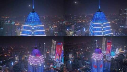 江苏无锡城市夜景航拍高清在线视频素材下载