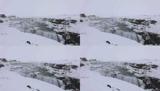 冰岛瀑布 冬天 雪高清在线视频素材下载