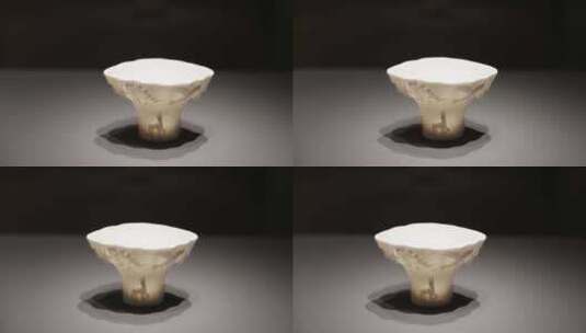 清代德化窑白釉堆塑兽纹瓷杯高清在线视频素材下载