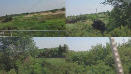 沿途高铁火车窗外风景旅途风光实拍高清在线视频素材下载