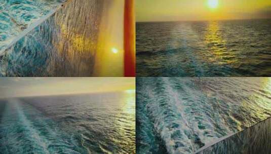 4K实拍唯美大气船尾海面波浪视频素材高清在线视频素材下载