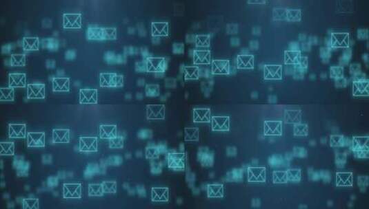 电子邮件信封数字动画漂浮蓝色背景循环高清在线视频素材下载