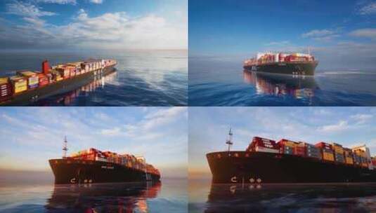 集装箱货轮 货轮海上航行高清在线视频素材下载