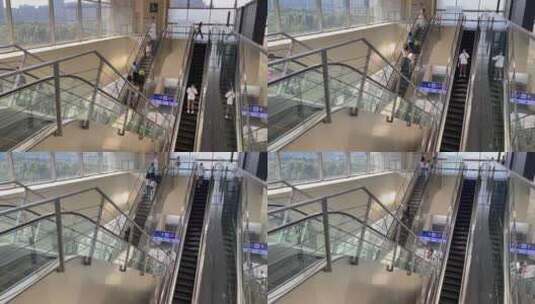 高铁火车站上下扶梯人流6高清在线视频素材下载