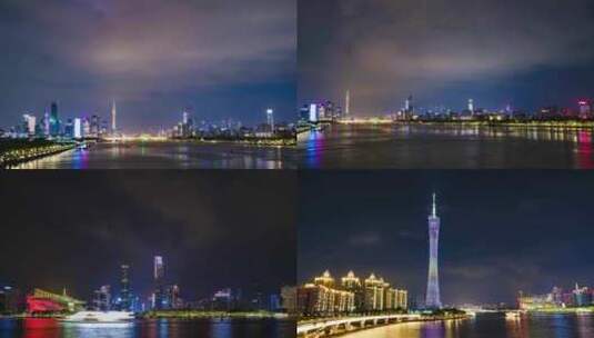 广州珠江新城夜景 珠江夜游高清在线视频素材下载