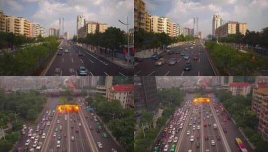 广州城市 道路车辆航拍高清在线视频素材下载