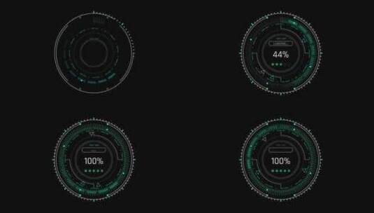 圆盘仪表盘进度条科技合成HUD未来大数据高清在线视频素材下载