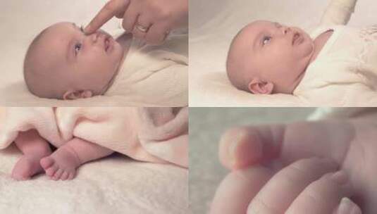 婴儿宝宝小手小脚母亲抚触高清在线视频素材下载