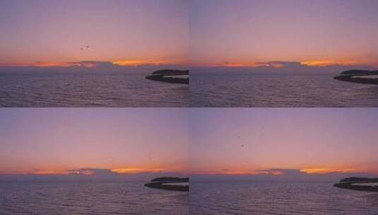 苏州太湖西山岛碧月榭日落航拍高清在线视频素材下载