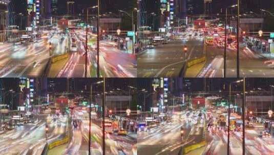 香港夜晚的车来车往延时车流高清在线视频素材下载