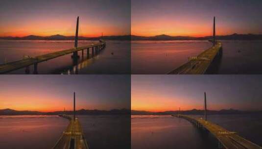 航拍深圳湾公路大桥高清在线视频素材下载