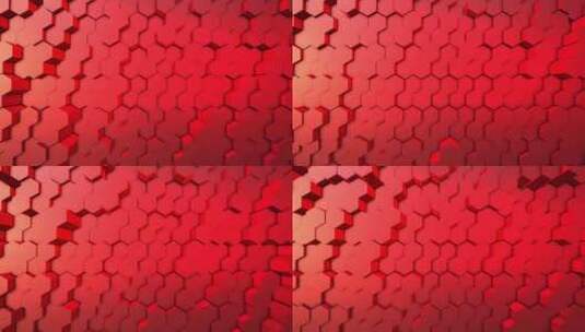 红色六边形方块动画高清在线视频素材下载
