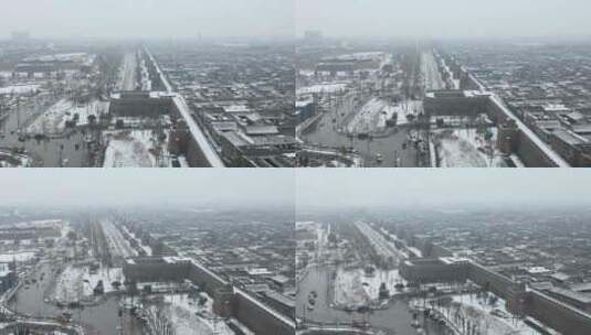 山西晋中平遥古城雪景航拍风景宣传视频高清在线视频素材下载