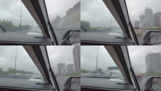 雨天开车车内视角高清在线视频素材下载