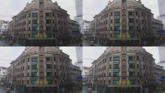 航拍上海 黄河路 苔圣园 老建筑高清在线视频素材下载