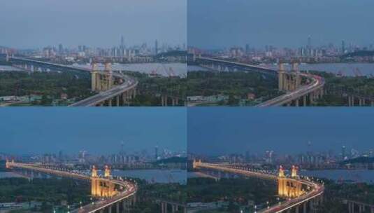 电视剧空镜南京长江大桥城市天际线华灯初上高清在线视频素材下载