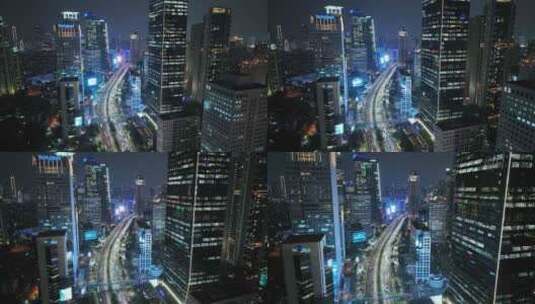 原创航拍印尼城市雅加达天际线夜景风光高清在线视频素材下载