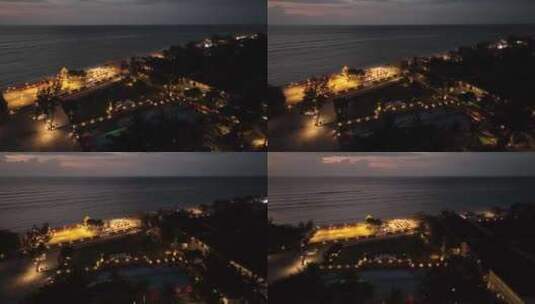 印尼龙目岛吉利群岛海滨夜景自然风光航拍高清在线视频素材下载