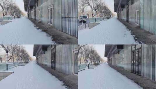 雪天沿街房空境视频素材高清在线视频素材下载
