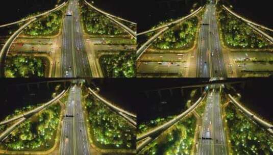 杭州萧山区市心北路立交桥高架桥夜景视频素高清在线视频素材下载